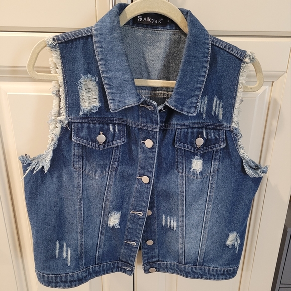 Denim Vest Distressed by Allegra K - Picture 5 of 10